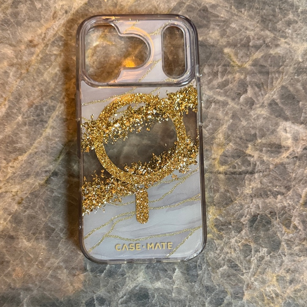 Case-Mate Gold Glitter Marble Phone Case